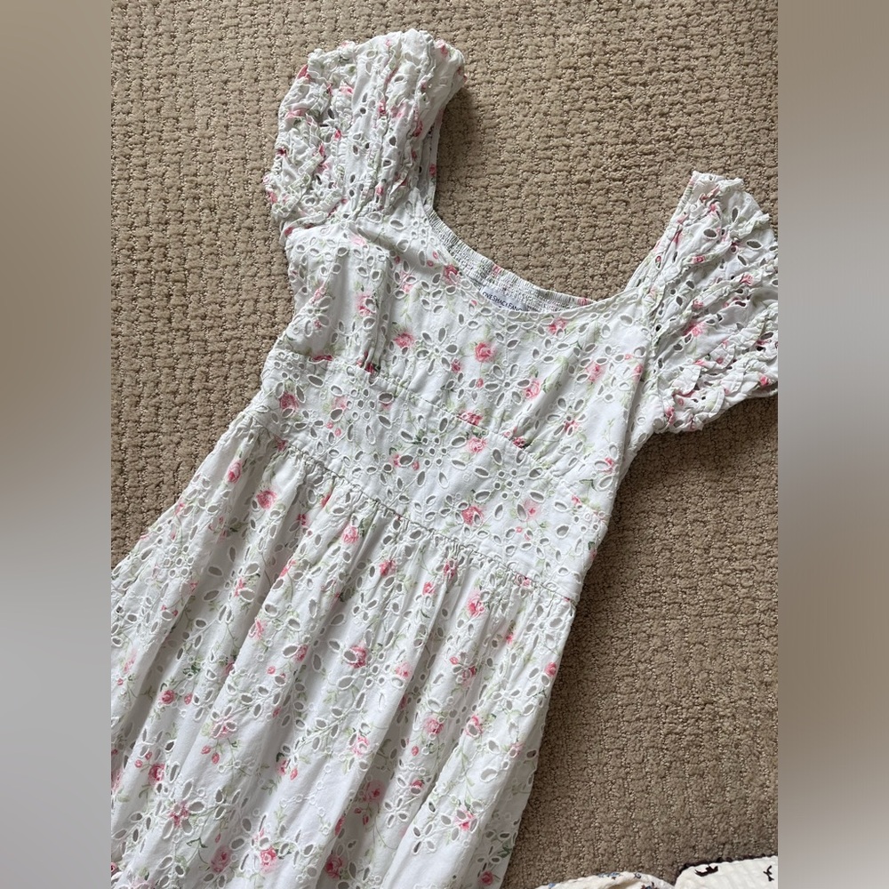 Floral Eyelet Dress with Puff Sleeves